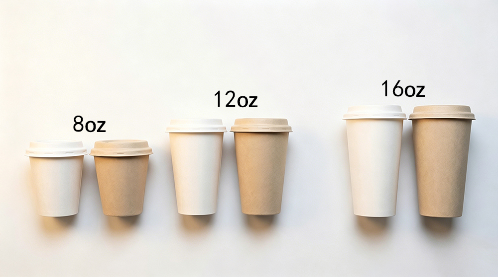 12oz bagasse coffee cups with lids
